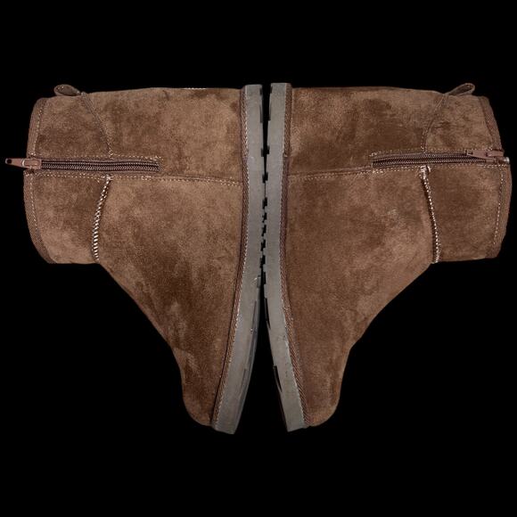 CUSHIONAIRE Kenzie W 8.5 Suede Tan Platform Booties Hidden Wedge Extra Height - Picture 9 of 14